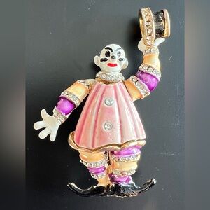 Multicolored enameling Vintage Clown Brooch